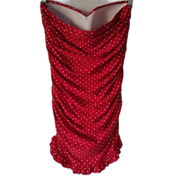 Red Polka Dot Women's Swim Dress - Picture 3 of 12